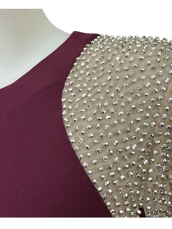 Xscape Evening Gown with Embellished Sleeves - Picture 4 of 10